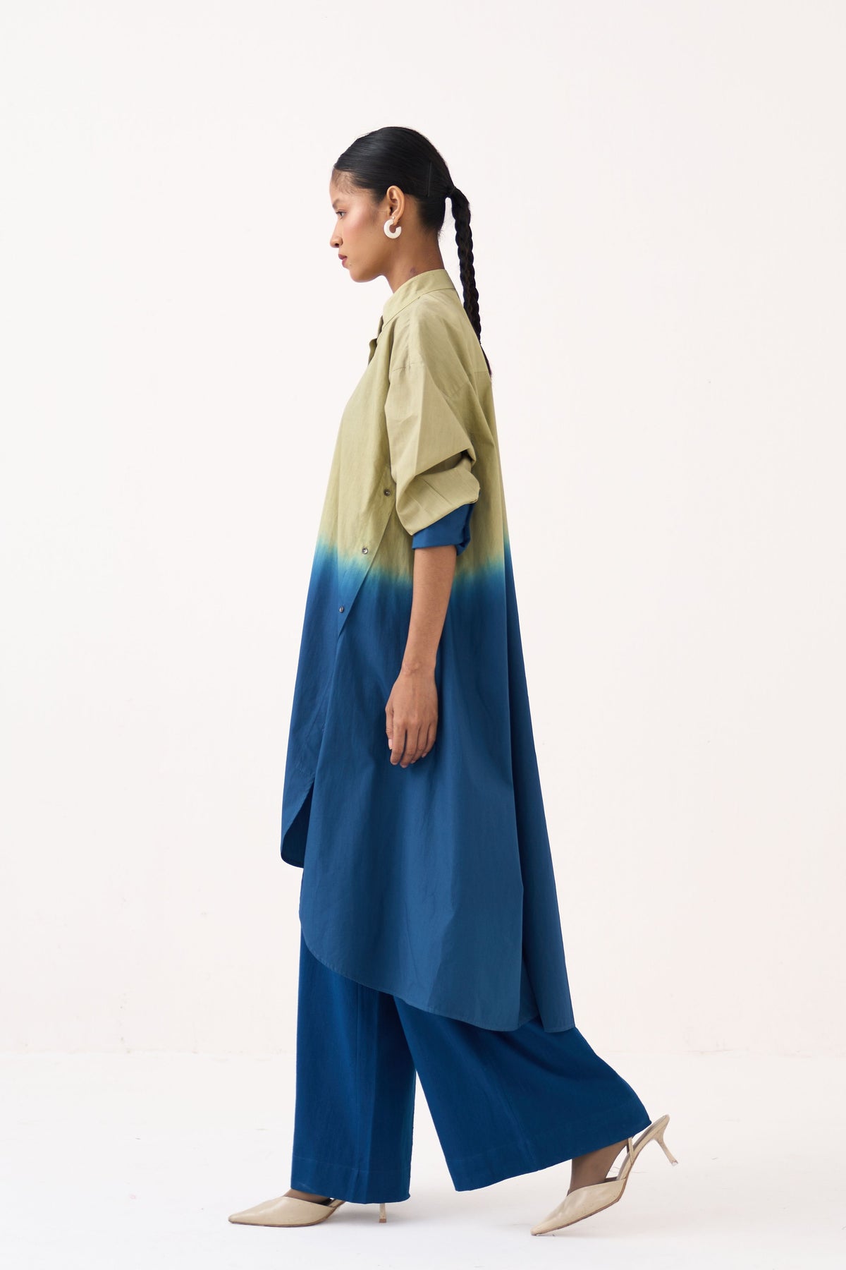 Dip-Dye Side Button Tunic Set