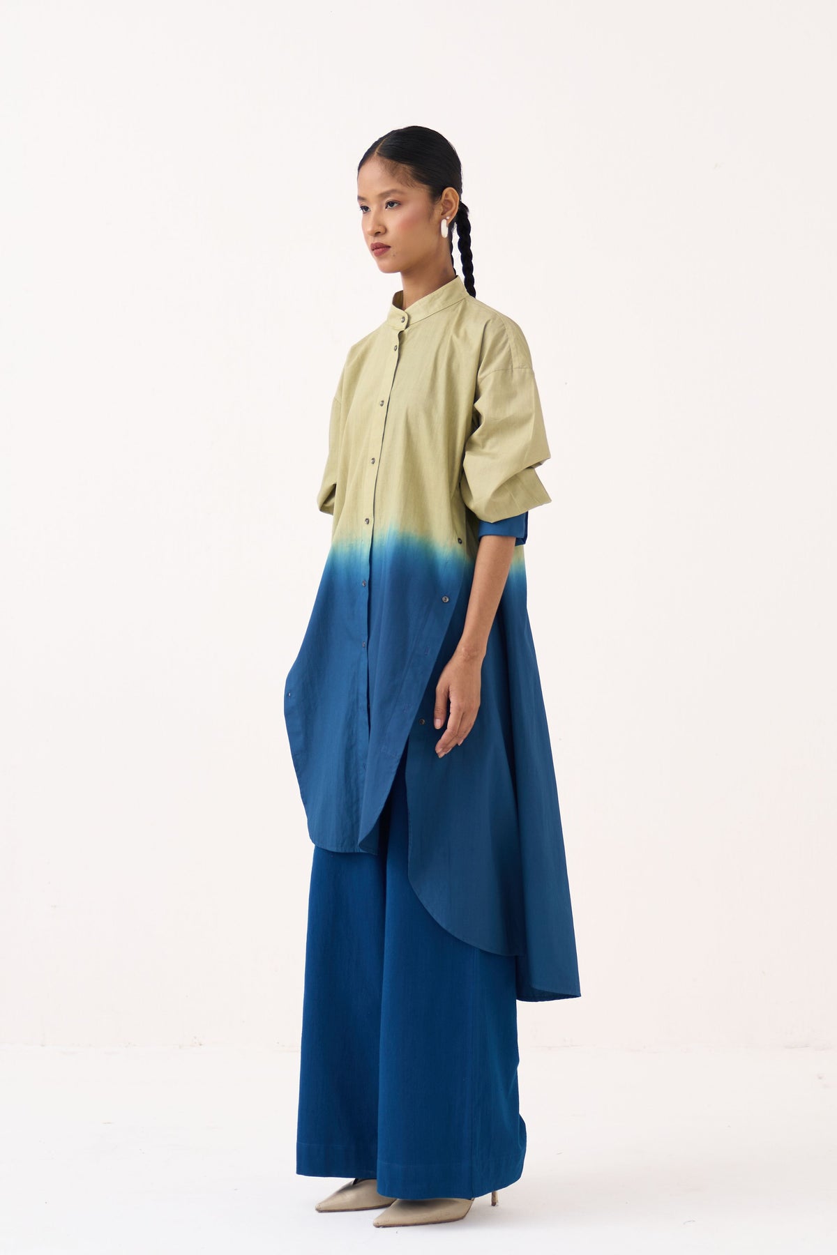 Dip-Dye Side Button Tunic Set