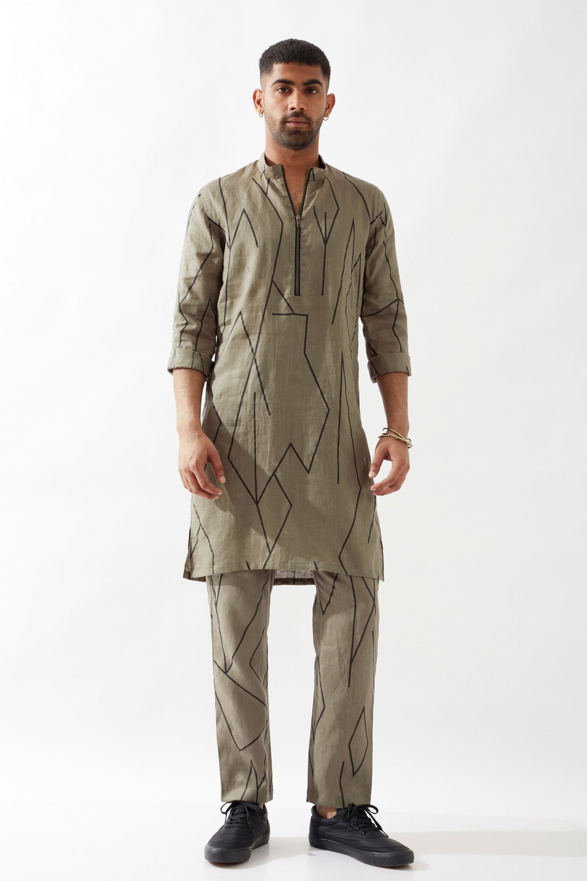 Rory Metal Olive Kurta Set