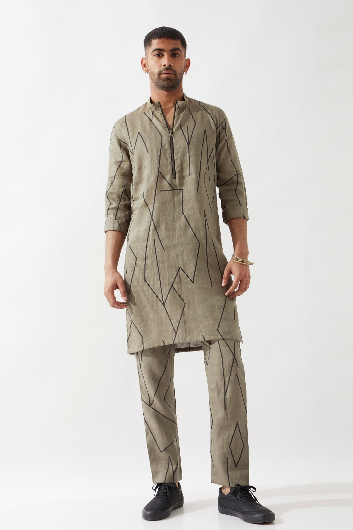 Rory Metal Olive Kurta Set