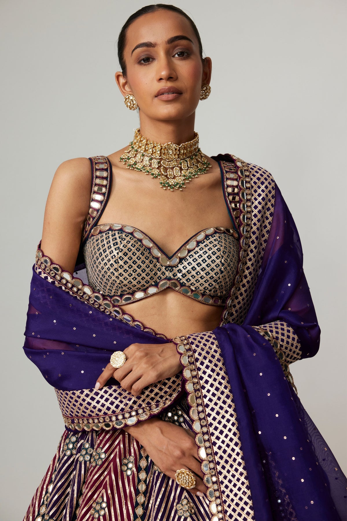 Wine Multicolor Lehenga Set