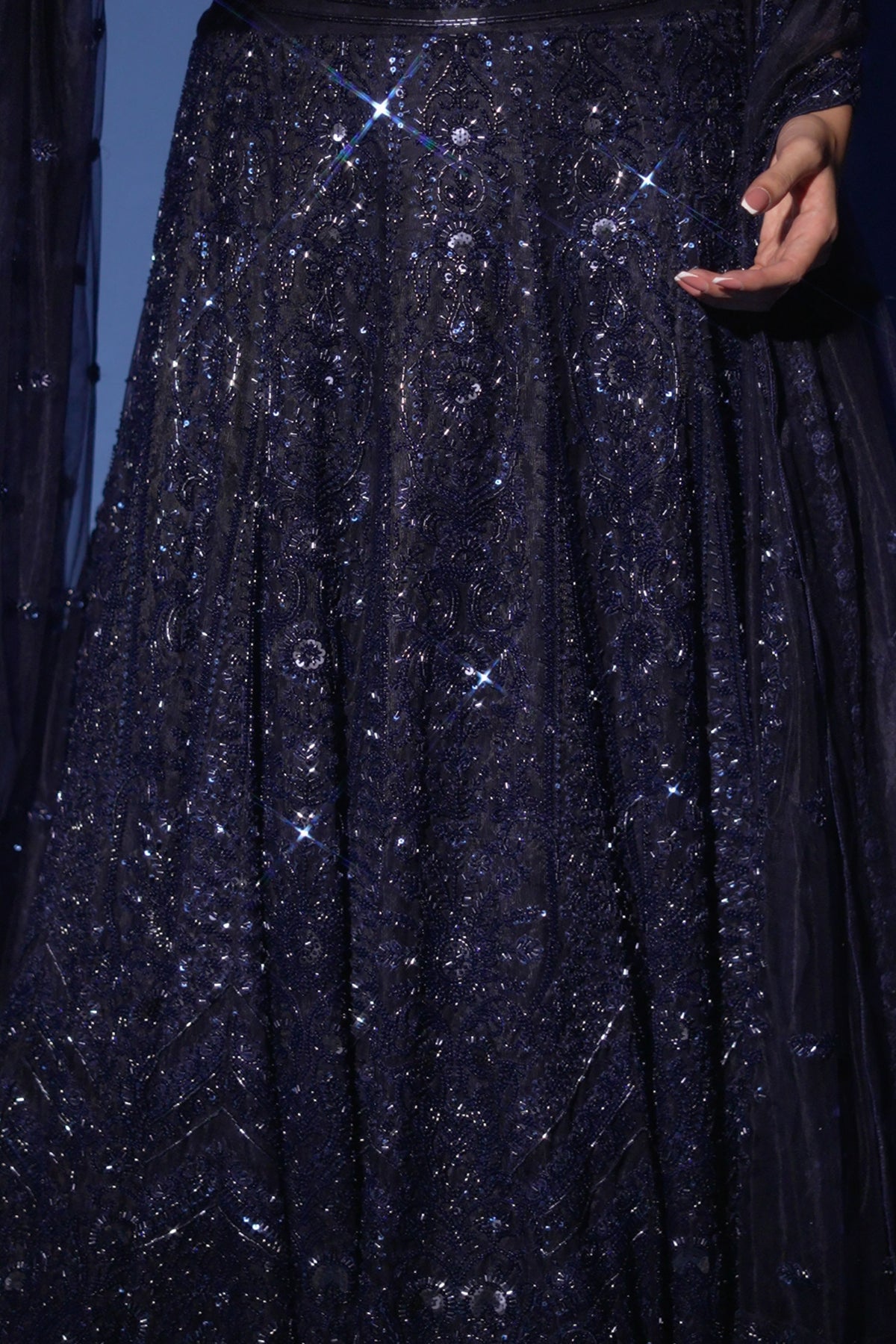 Midnight Blue Corset Lehenga Set