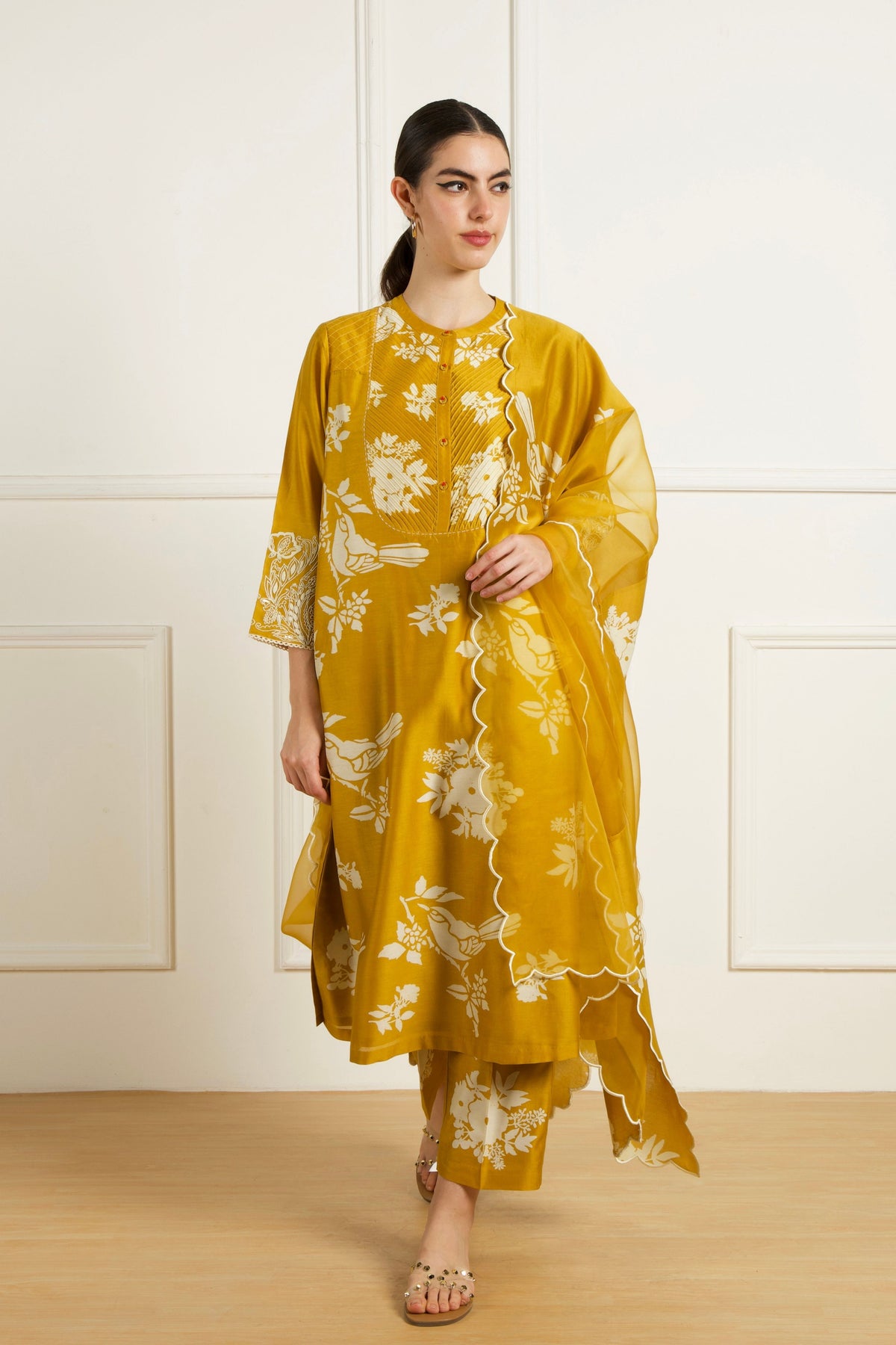 Ochre Print Kurta Set