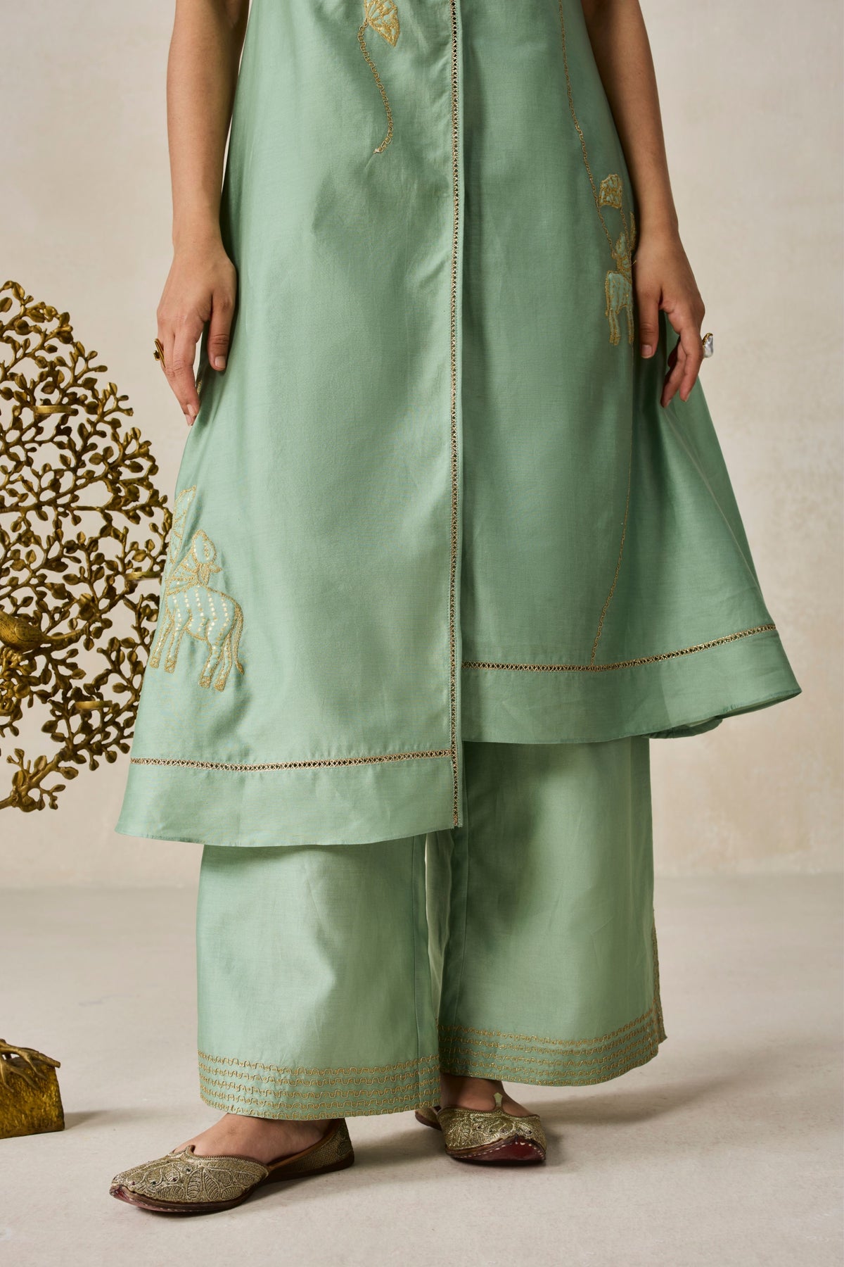 Green Kurta With Pants