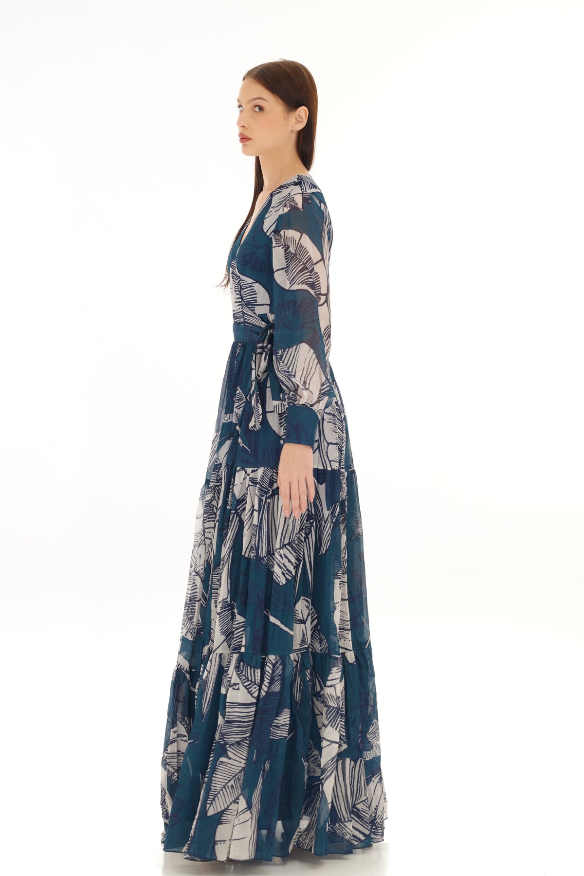 Blue and White Wrap Dress