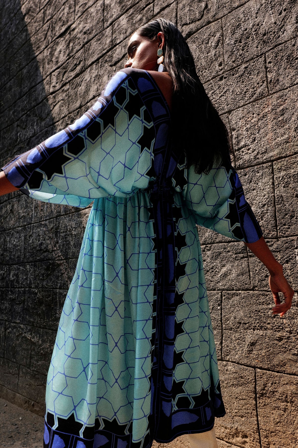The Matted Kaftan Dress in Blue Mat