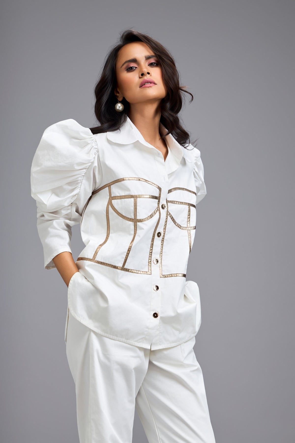 Eclipse Puff Sleeves White Shirt