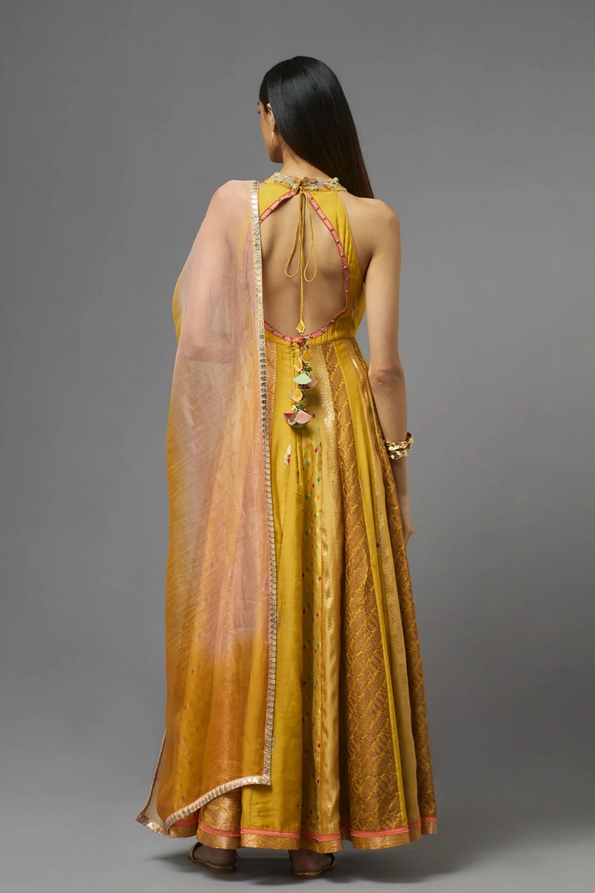 Mustard Embellished Anarkali Set