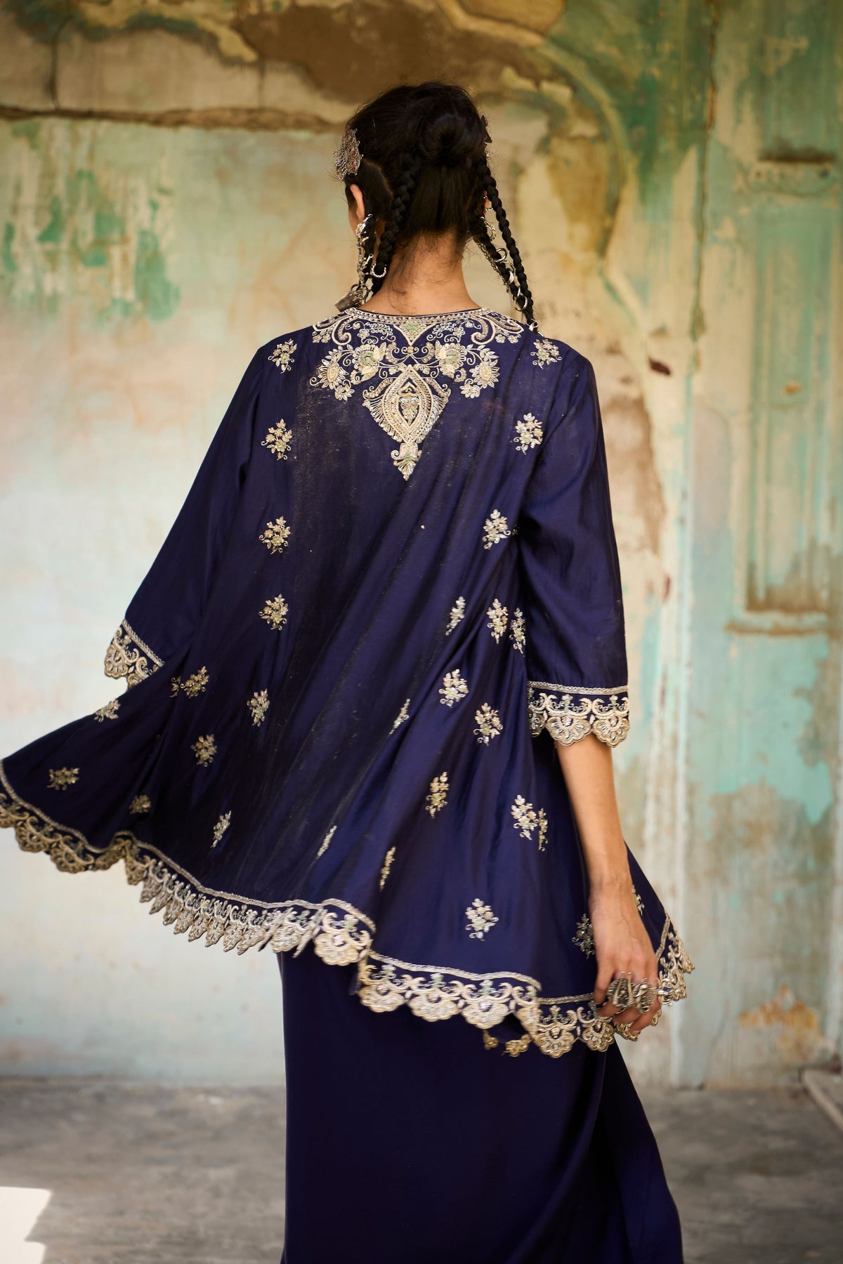 Embroidered Purple Kurta Set