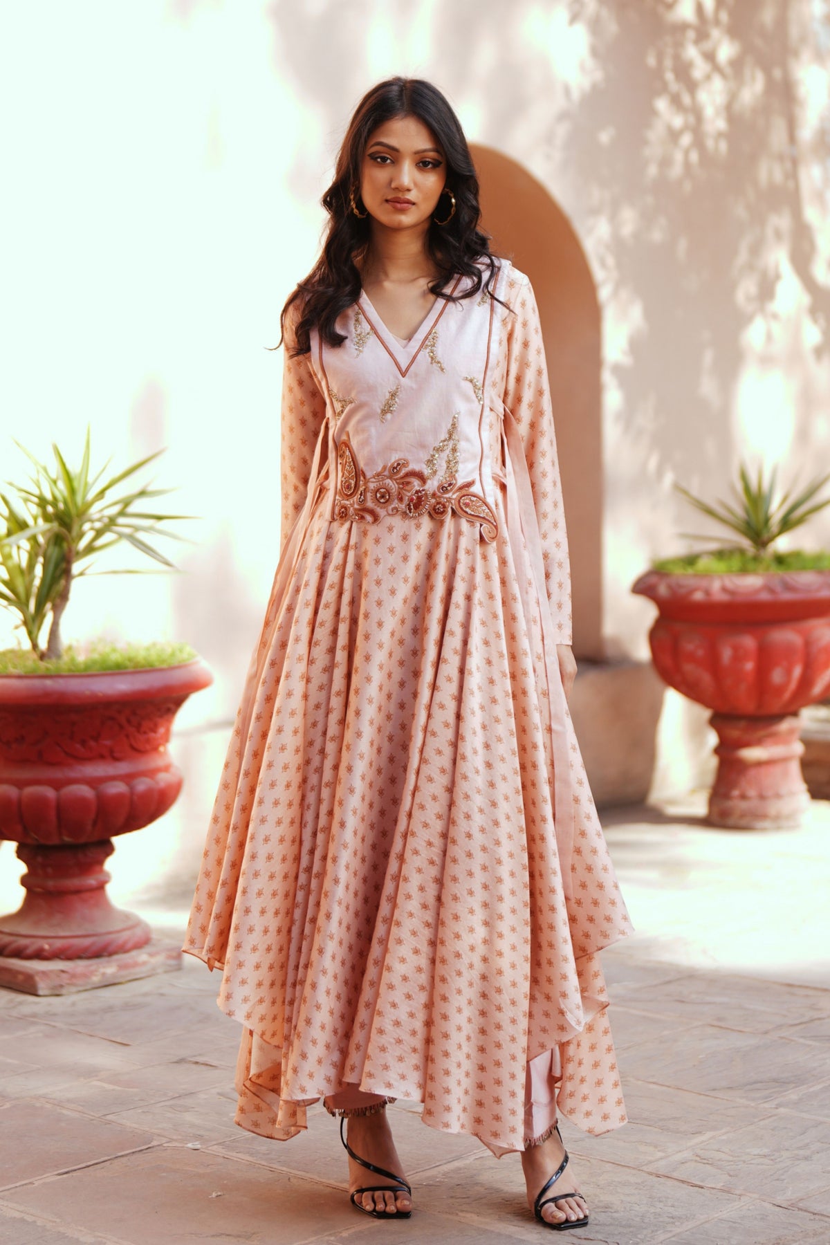 Powder Pink Chanderi Kurta Set