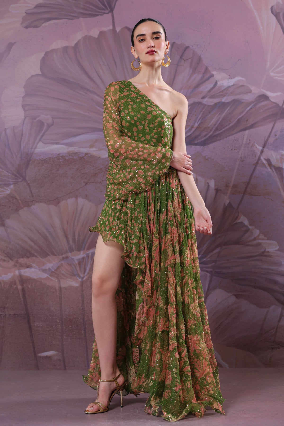 Avocado Green Marble Palace Dress