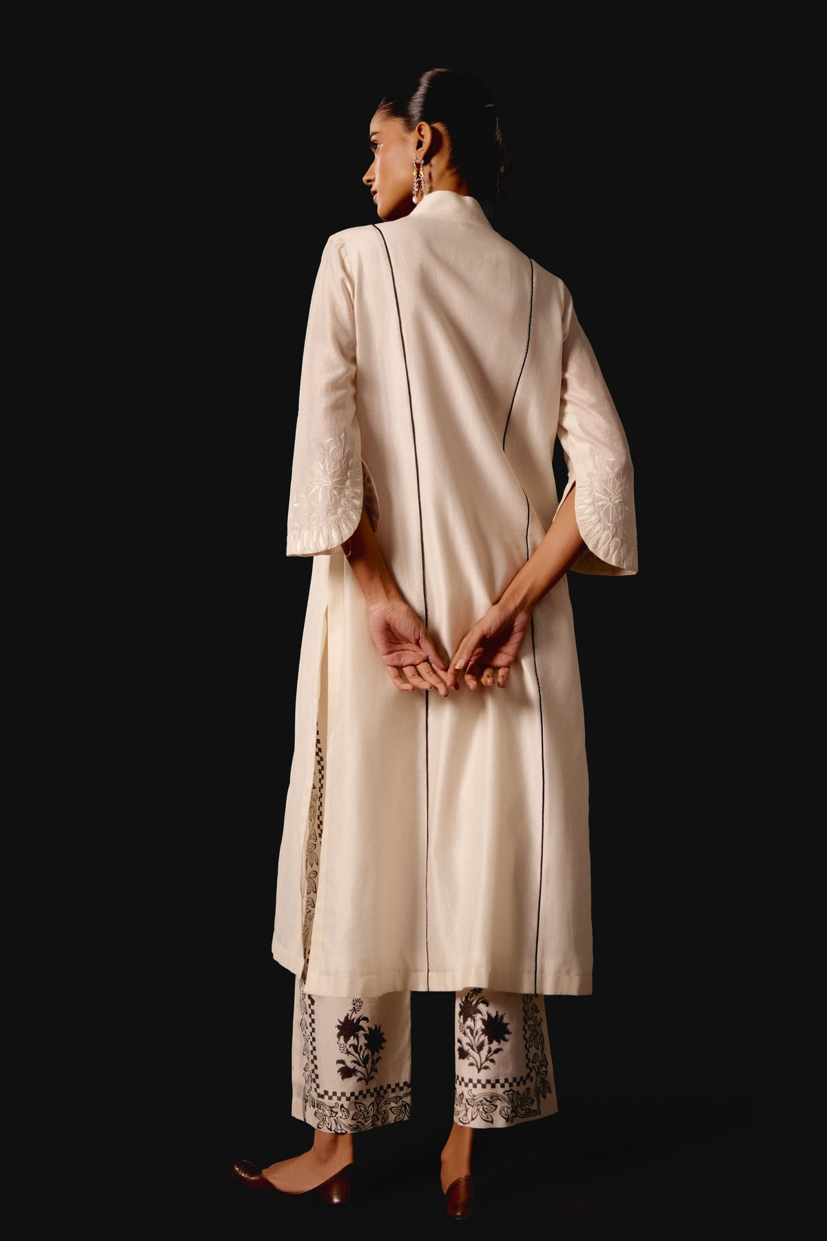 Ivory Embroidered Chanderi Kurta Set