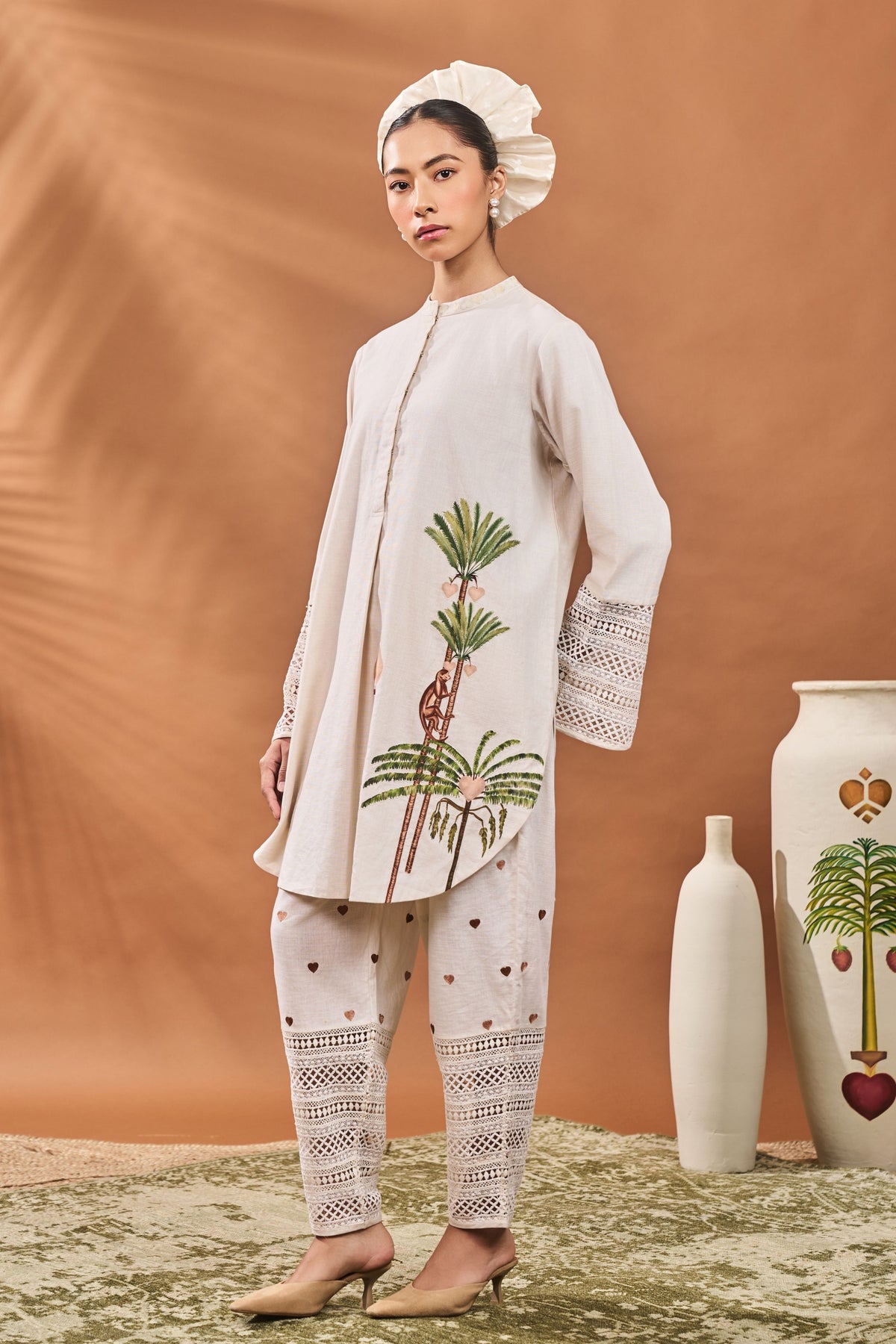 Ivory Blooming Board Tunic Set