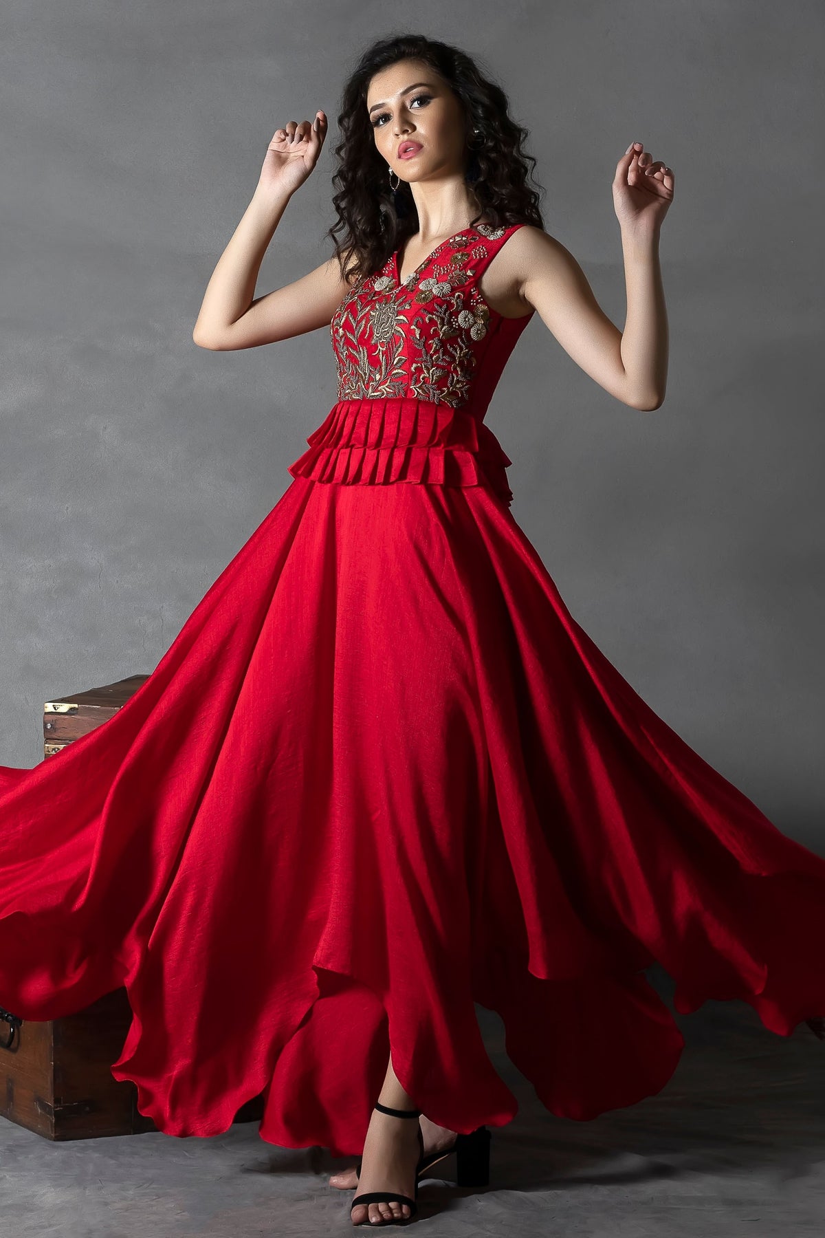 Laal Peplum Gown
