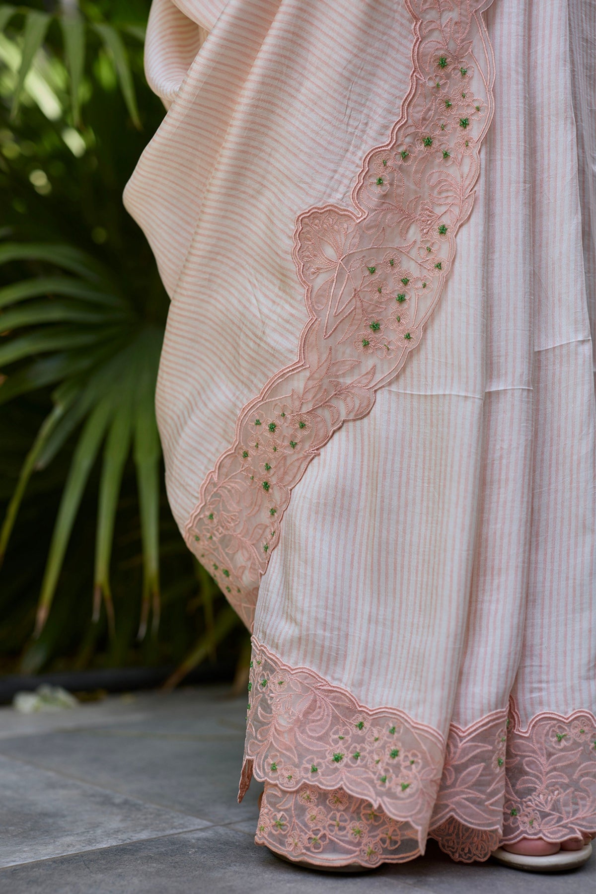 English Morning Pink Embroidered Saree