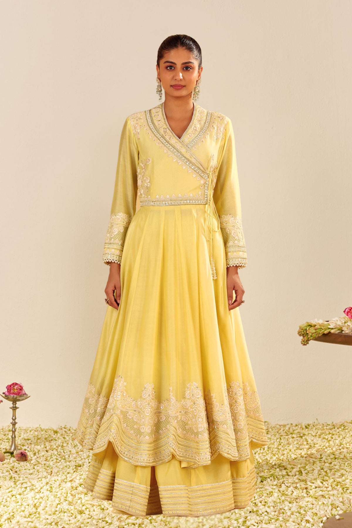 Lemon Yellow Anarkali With Skirt