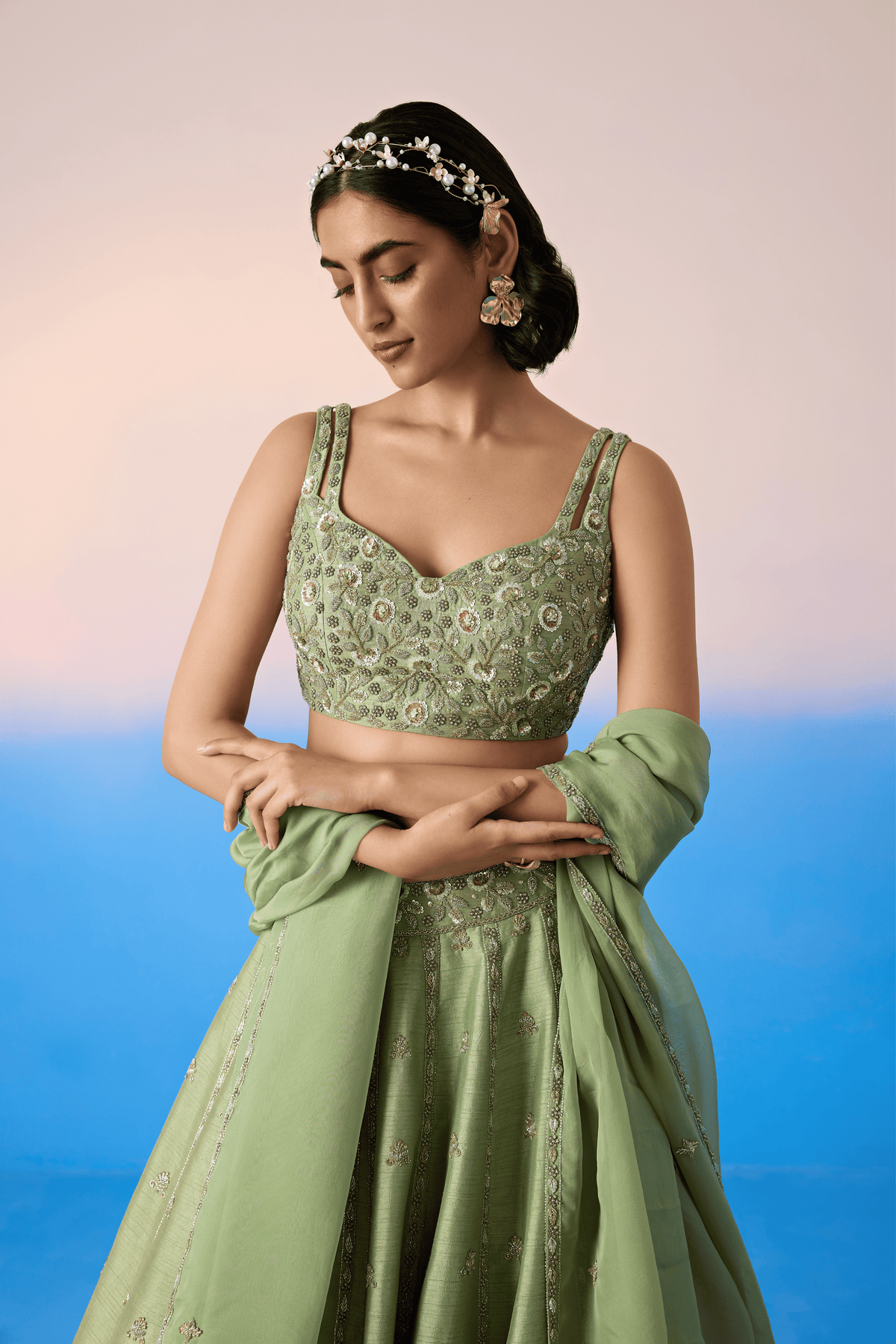 Sage Green Lehenga Set