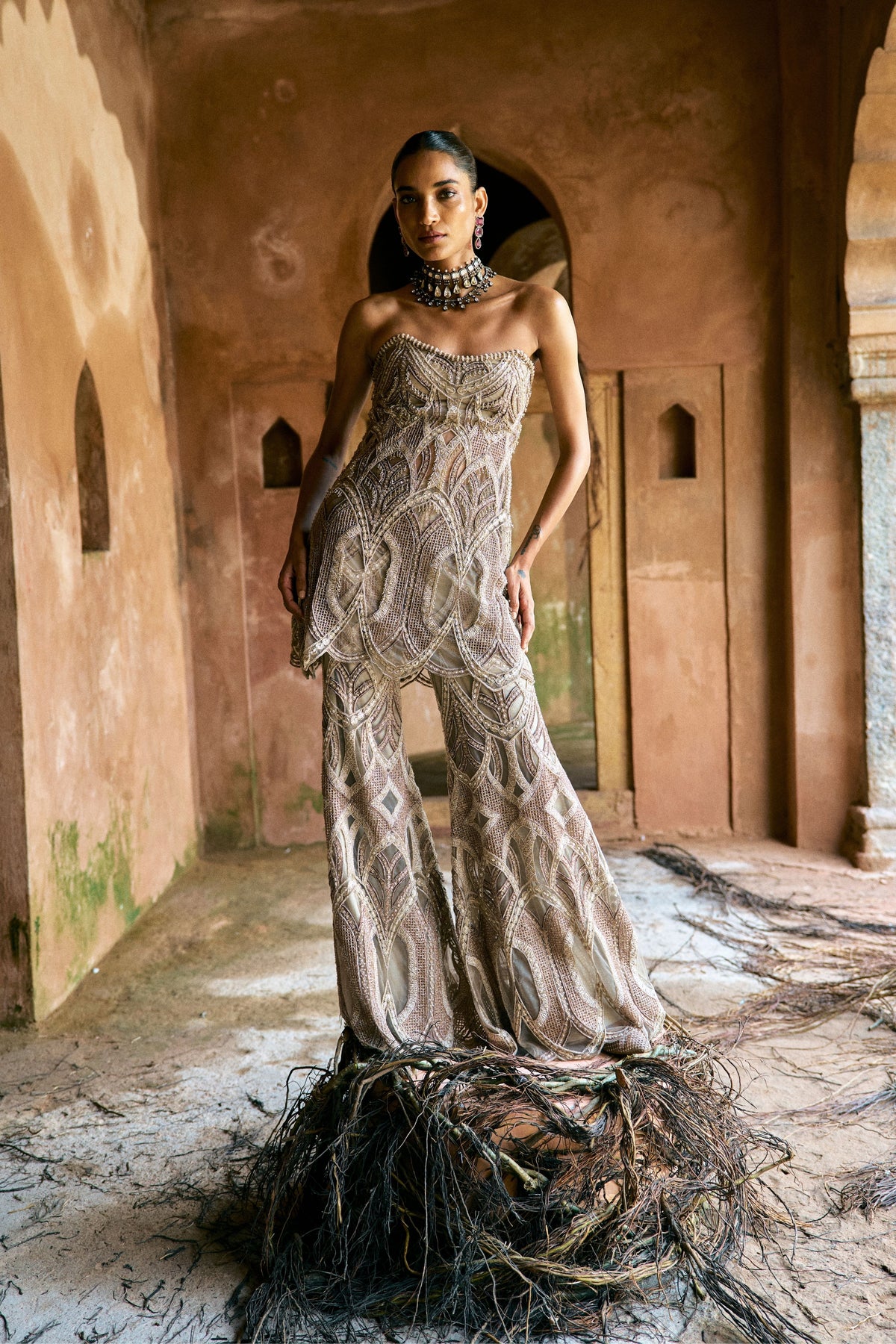 Mocha Sharara Set