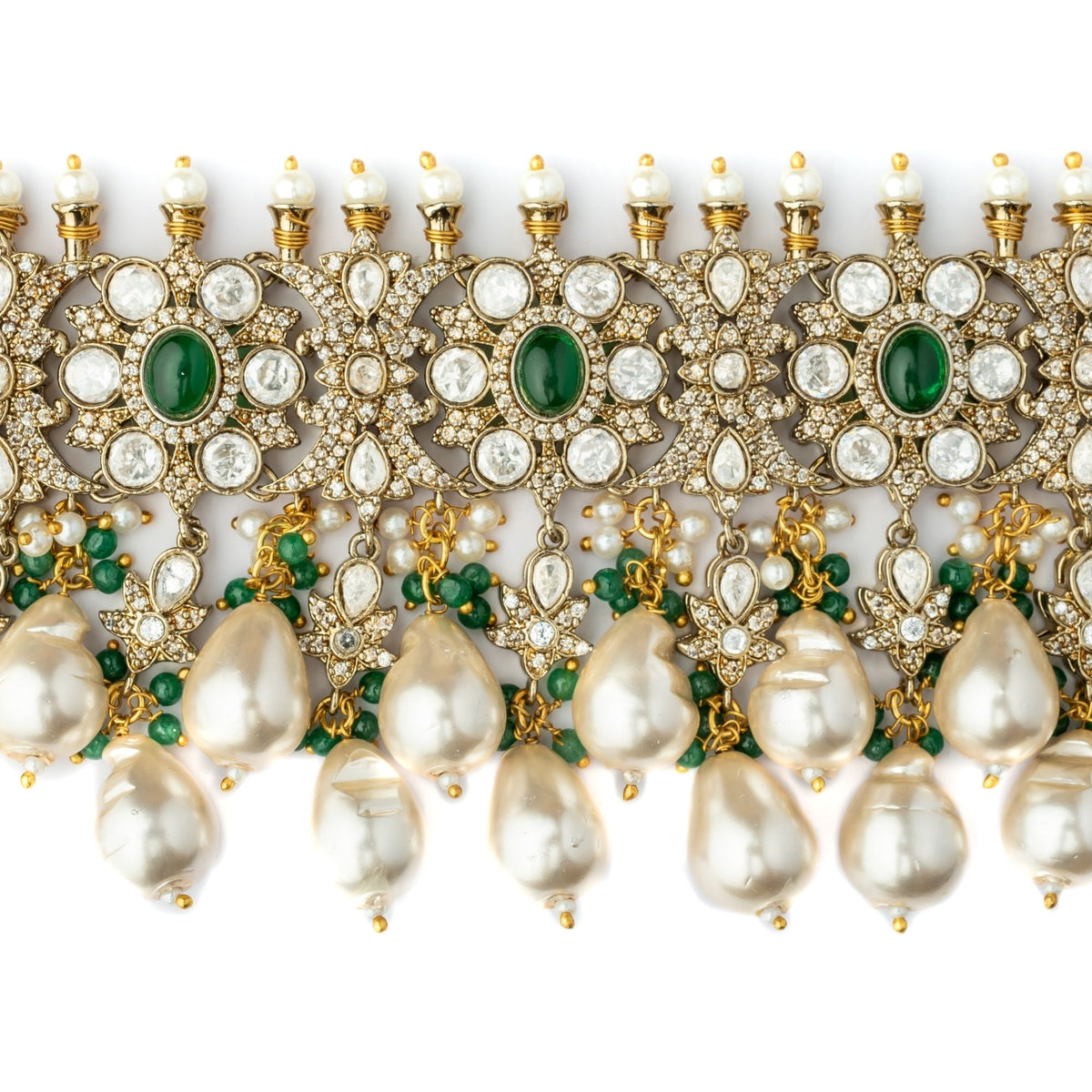 Green Kundan Polki Necklace Set