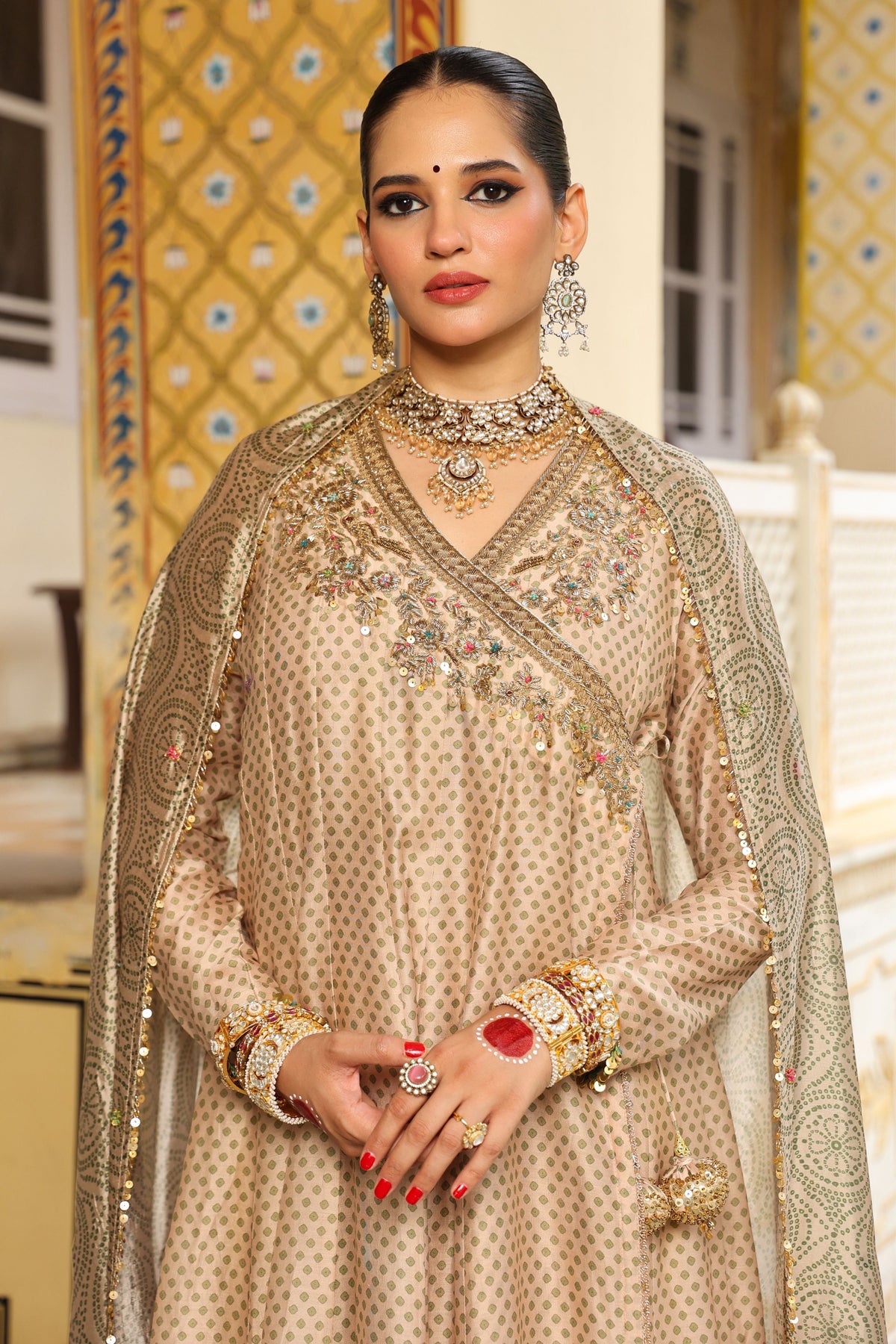 Ahista Ivory Angrakha Kalidar Set