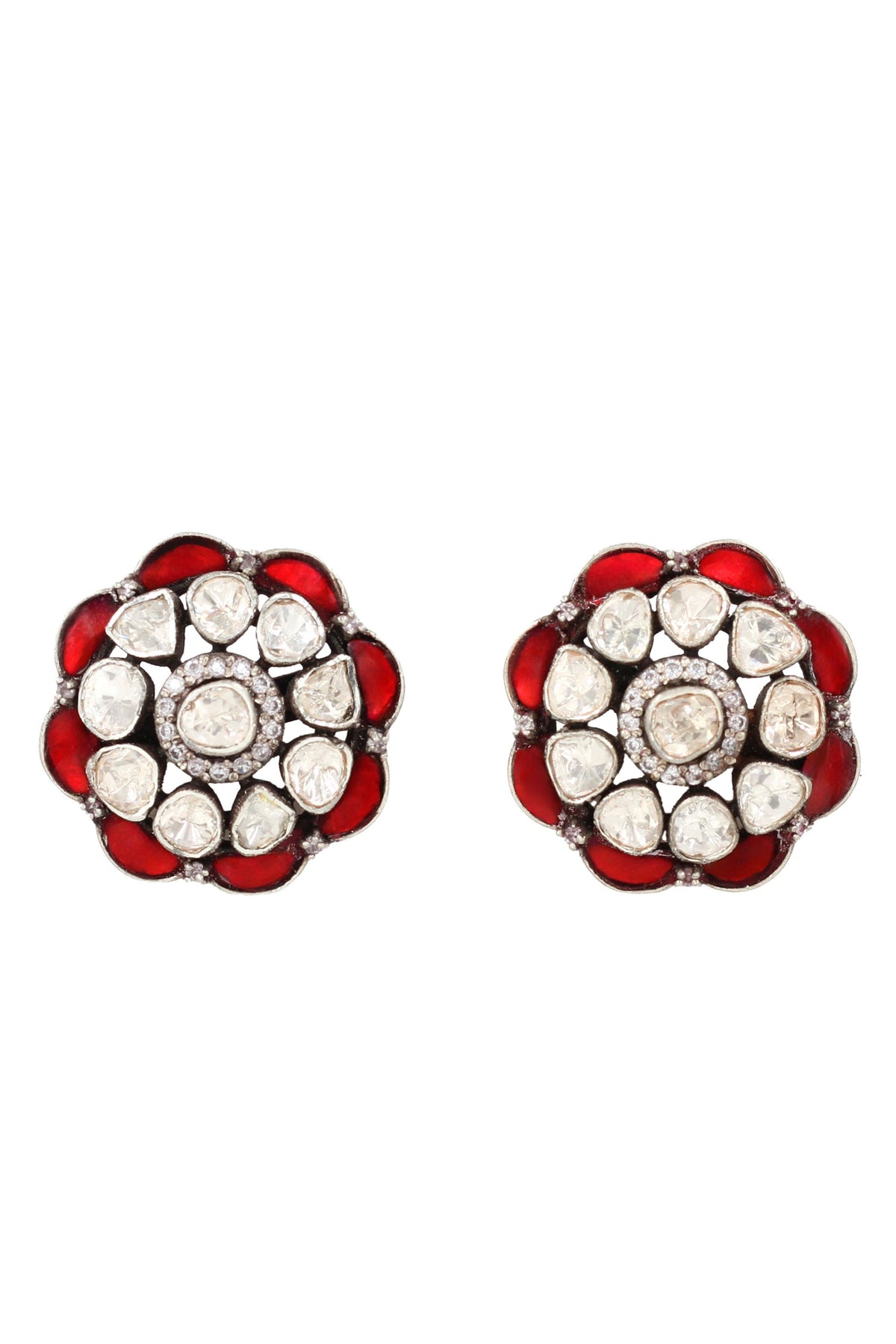 Silver Earrings in Red