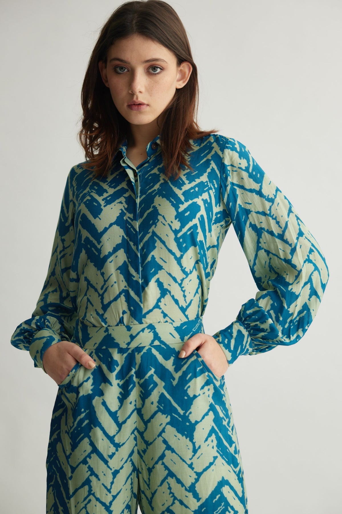 Blue Chevron Pants