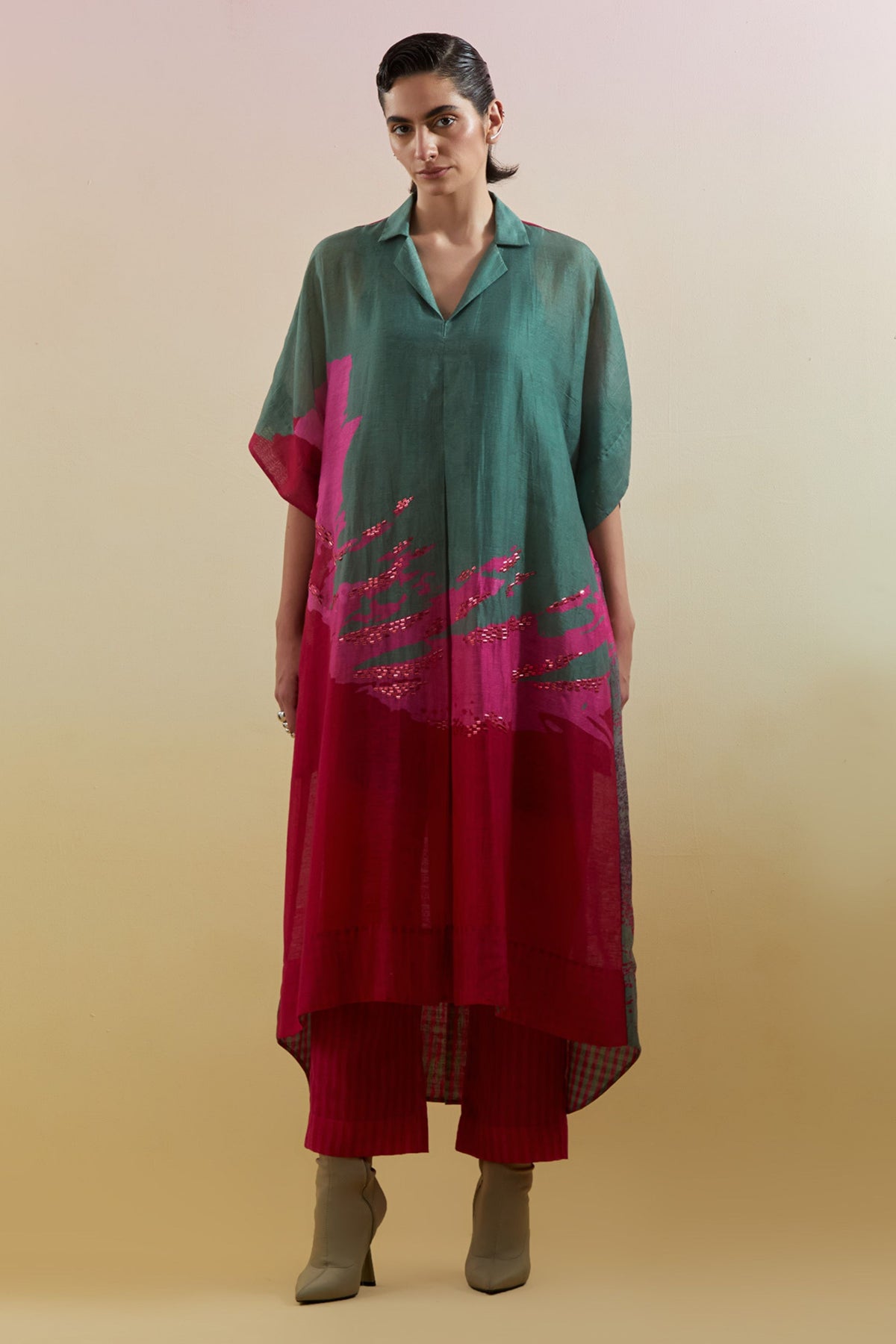 Gliss Green & Pink Kurta Set