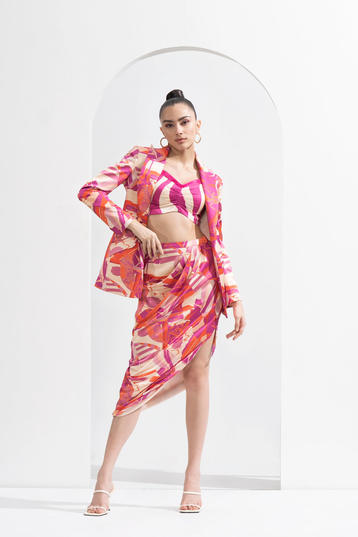 Fuschia Abstract Printed co-ord set