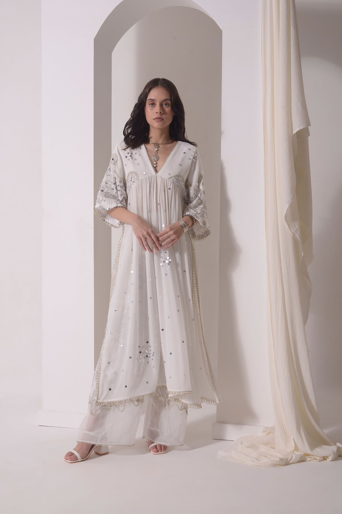 Kaftan Kurta With Straight Patchwork Pants