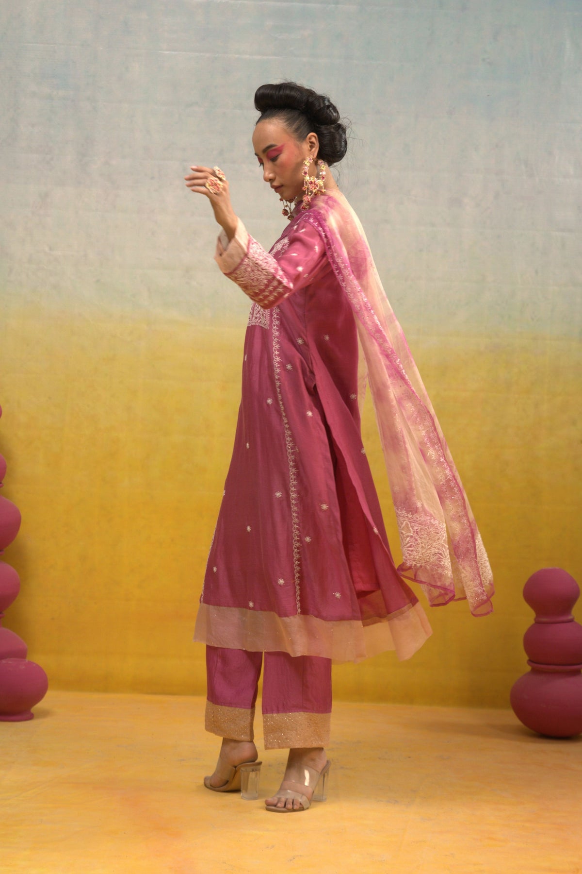 Pink Chikankari Kurta Set