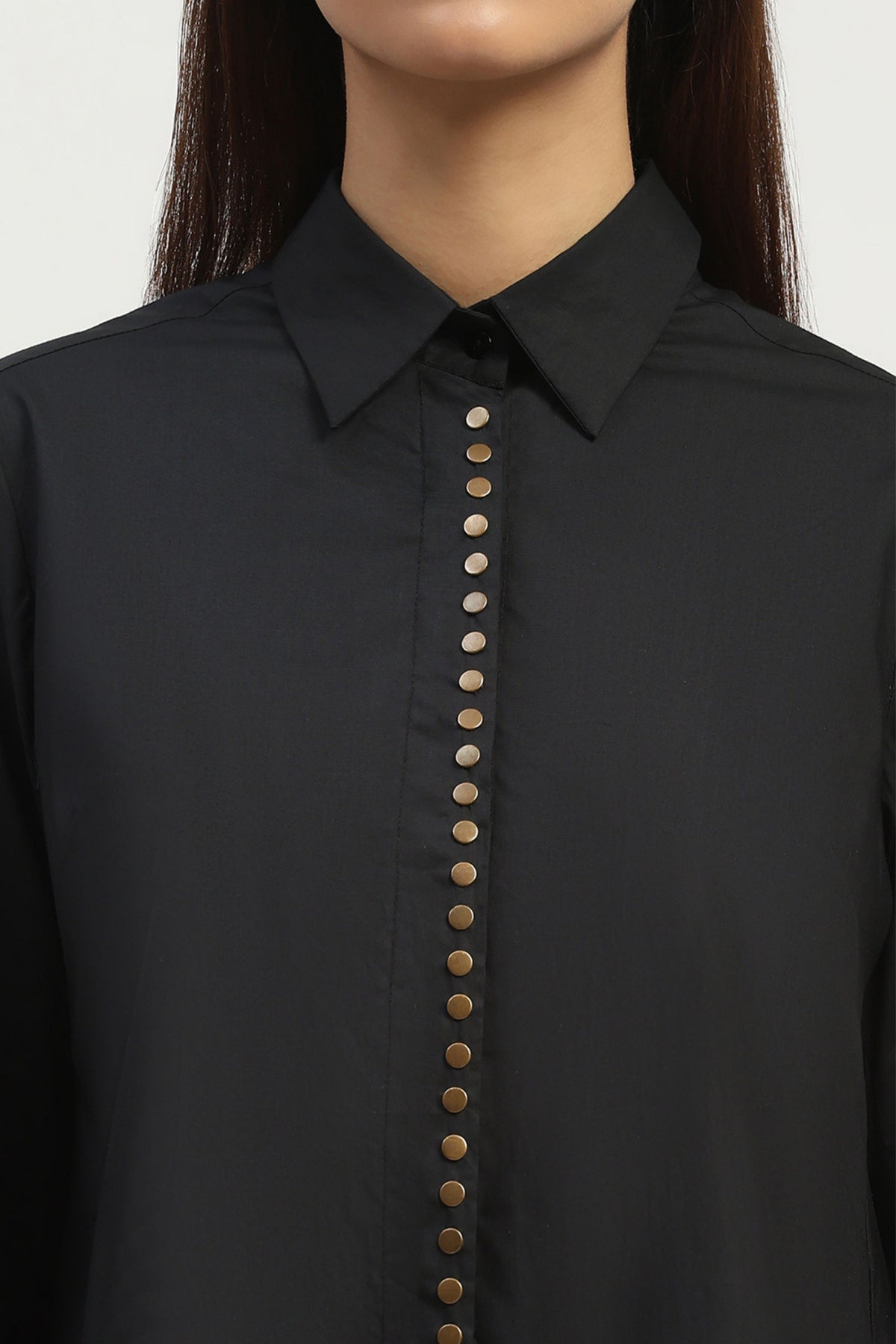 Black Studs Placket Shirt