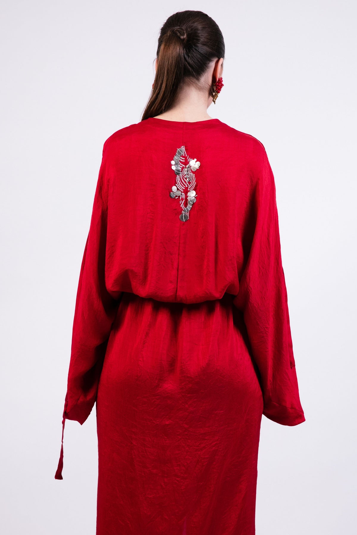 Coin Embroidery Red Kaftan
