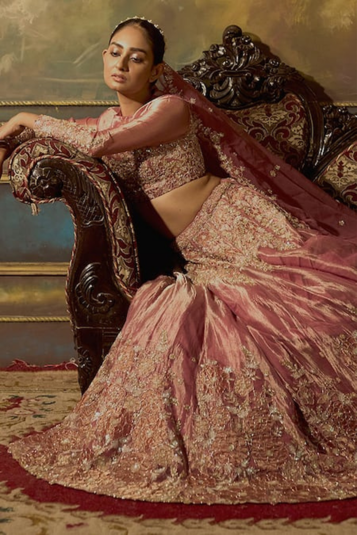 Pink Tissue Lehenga Set