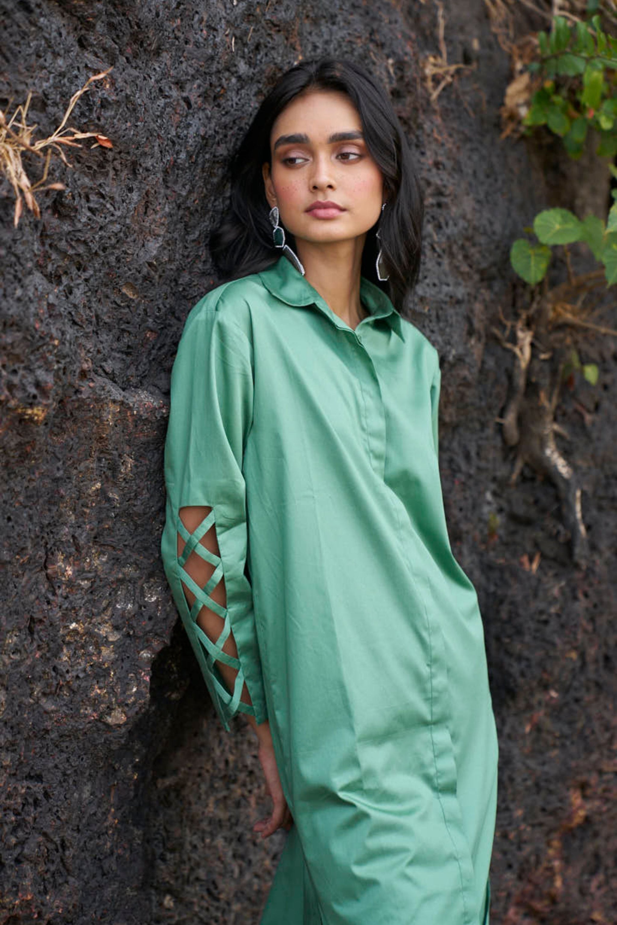 criss cross shirt dress Sportmax | Woman - Silk twill criss-cross shirt dress - Camel