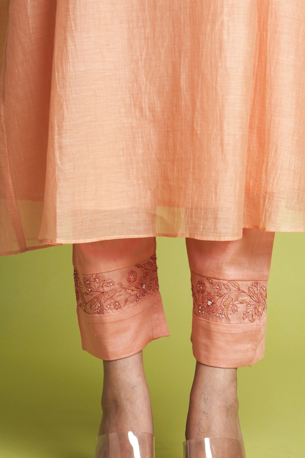 Peach Floral Kurta Set
