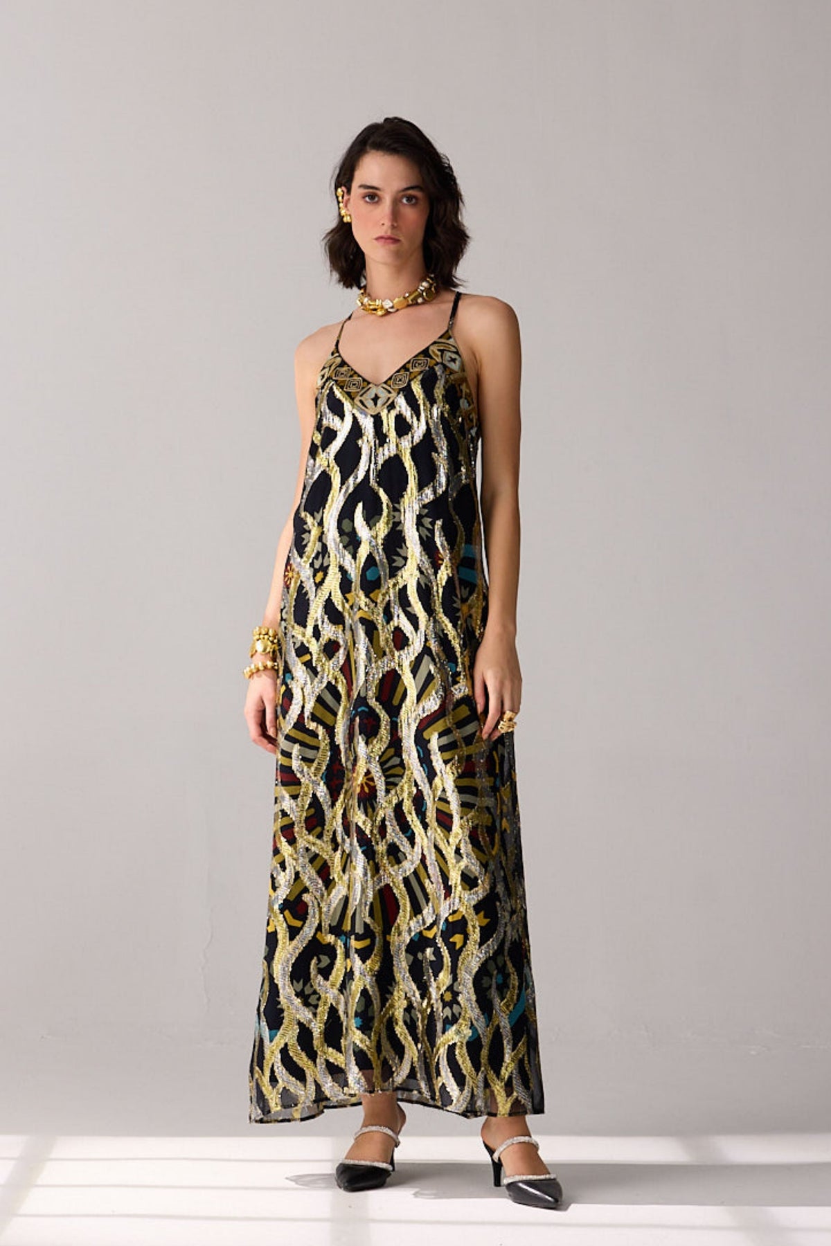Romi Beaded Lurex Dres