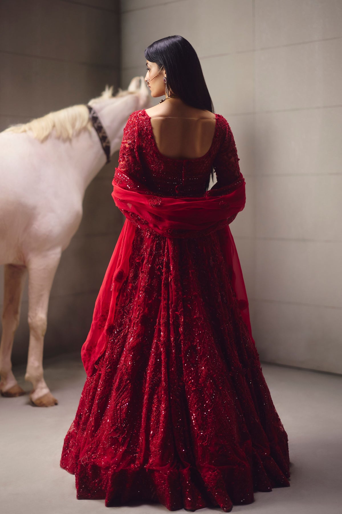 Red Embellished Lehenga Set