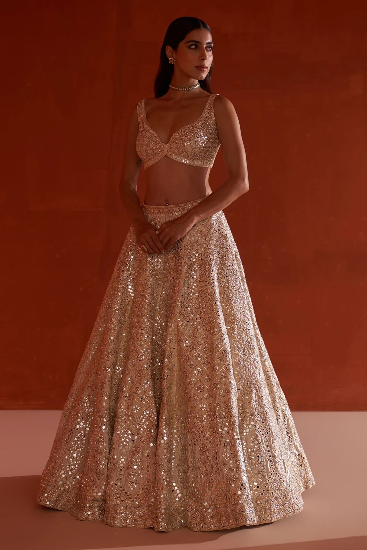 Ivory Raw Silk Lehenga Set