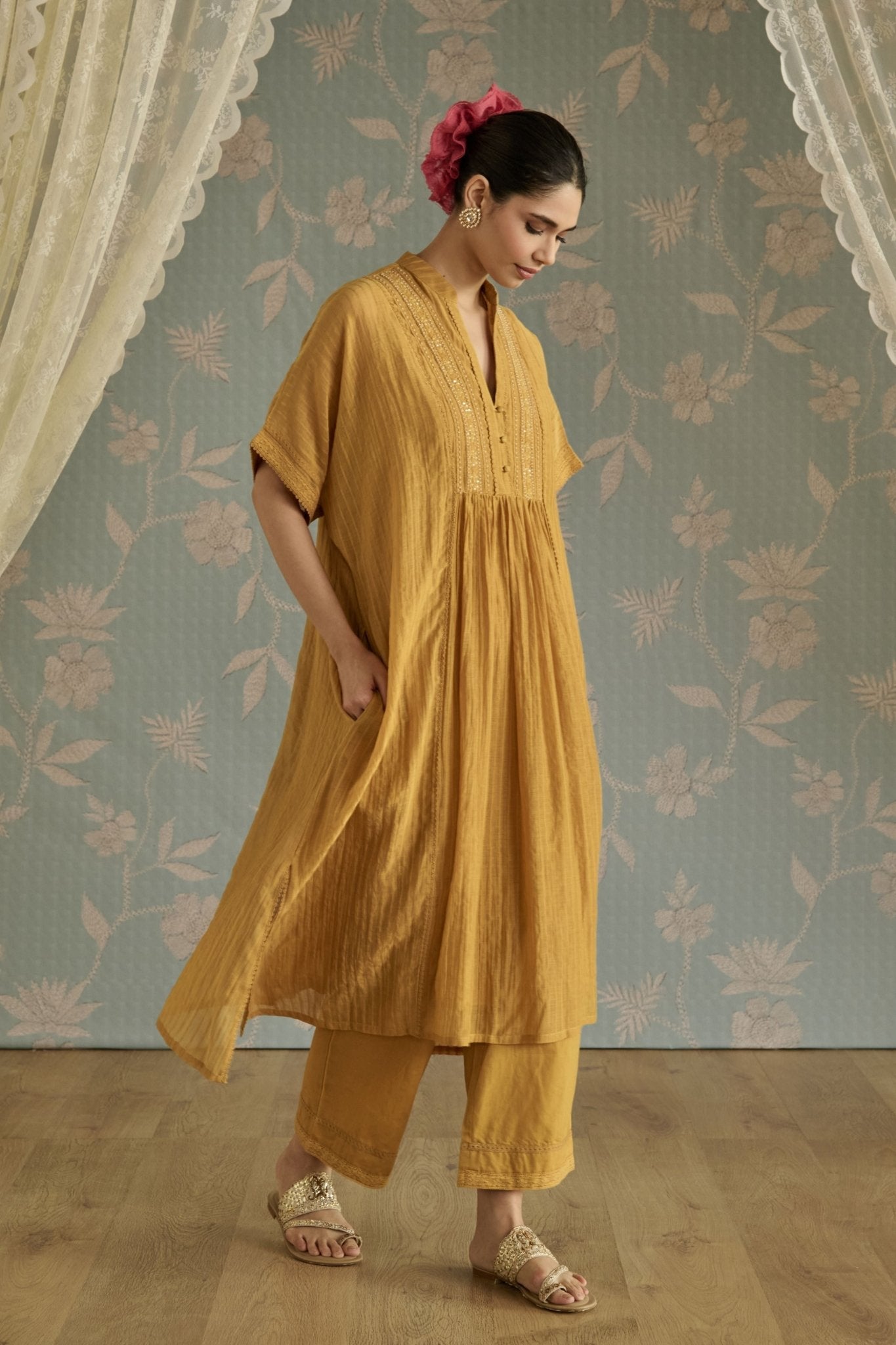 Yellow Ayat Kaftan Set - Kritika Dawar - Elahe