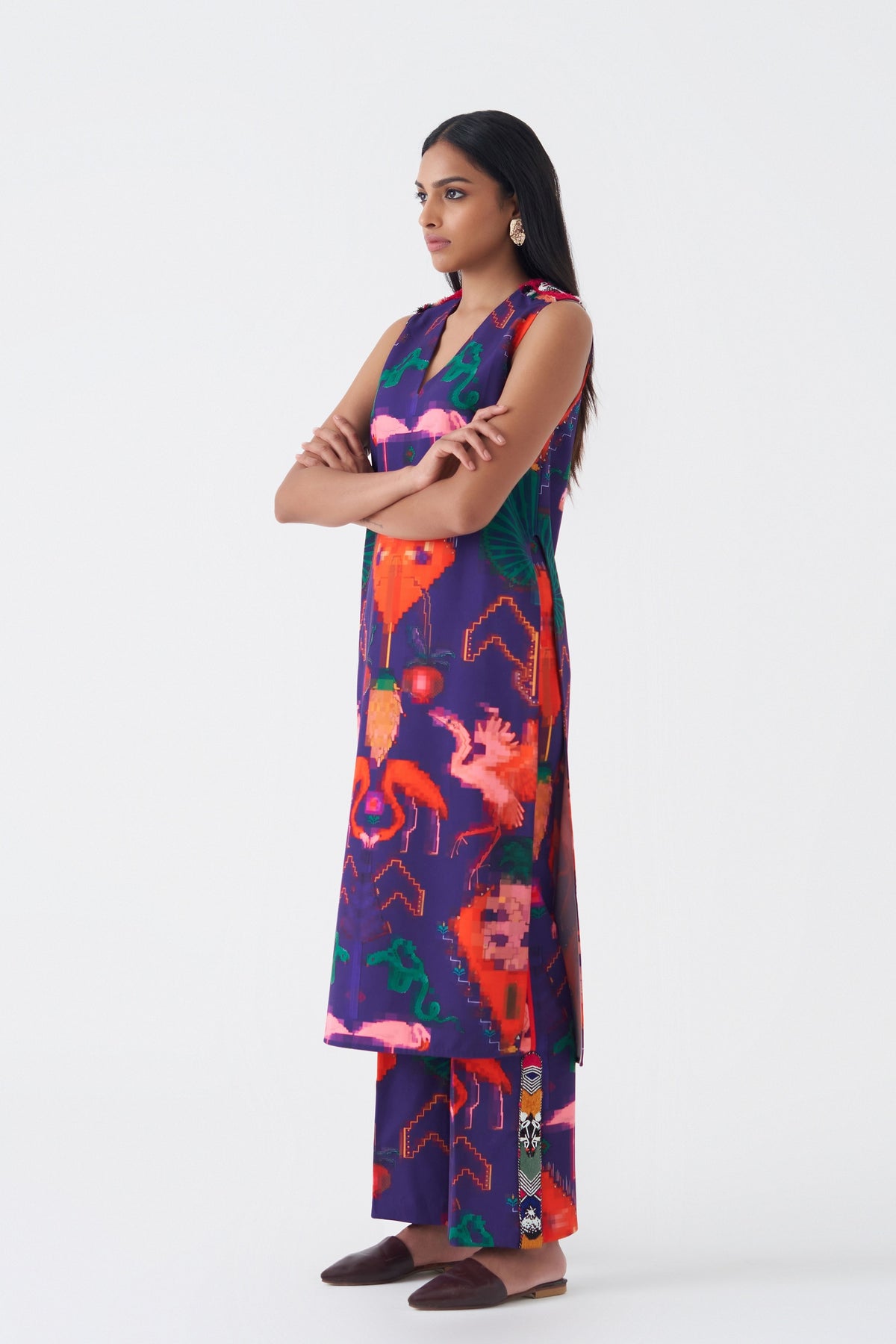 Crepe Oaxaca Morado Kurta Pant Set