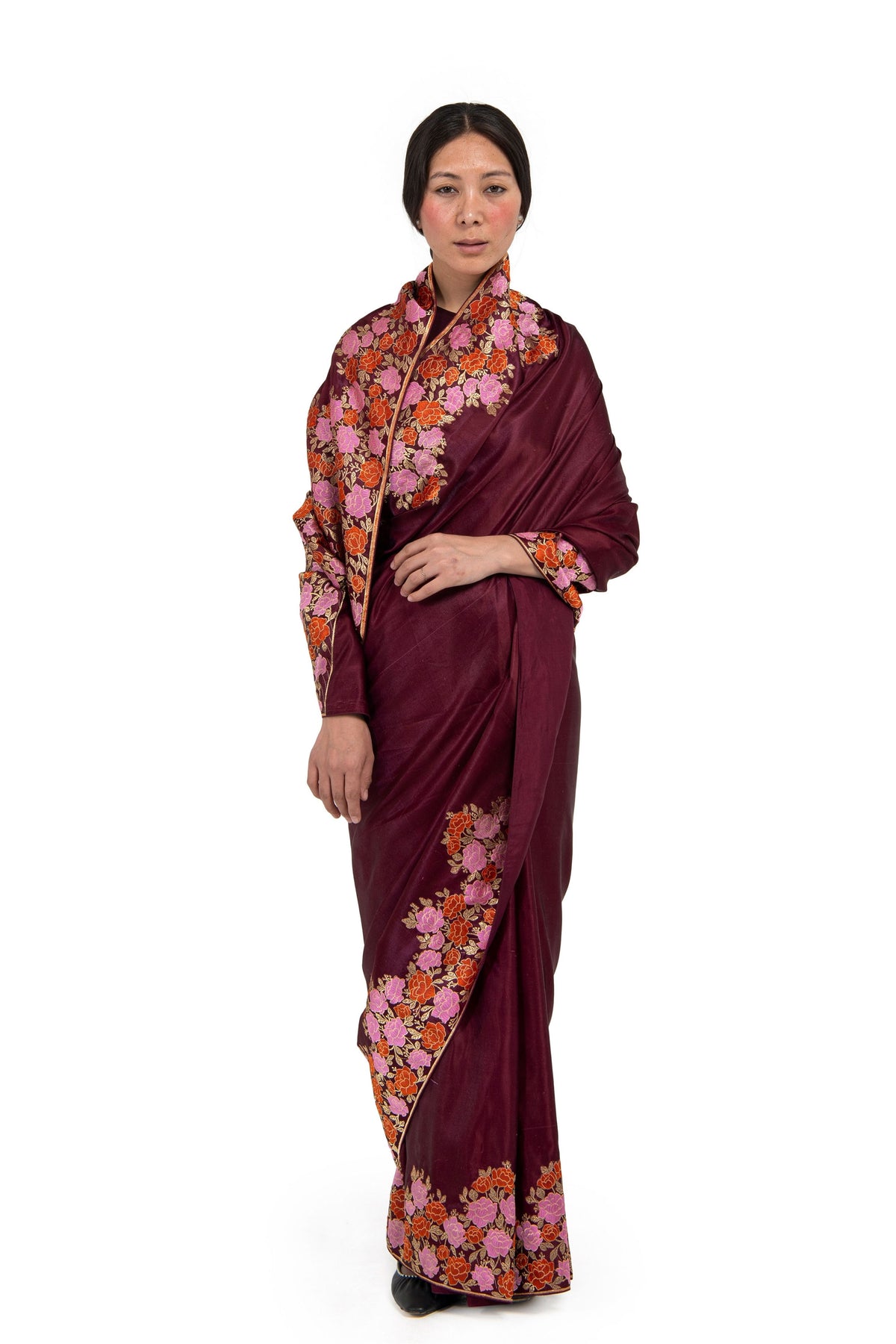 Asagi Maroon Saree