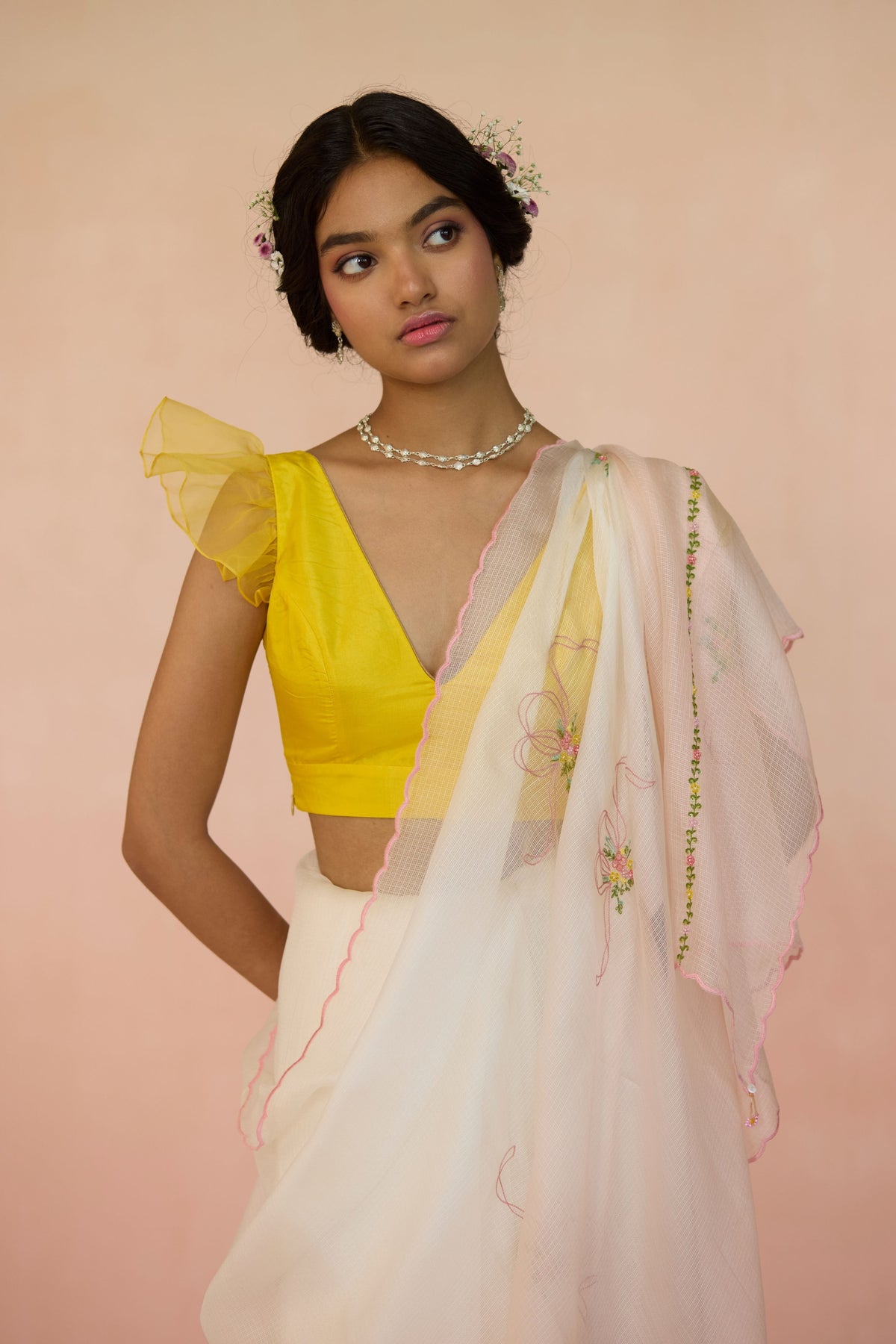 Peach Ombre Silk Saree