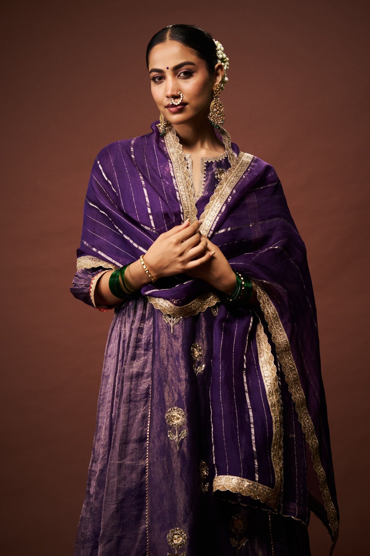 Purple Tissue Chanderi Yasmeen Set