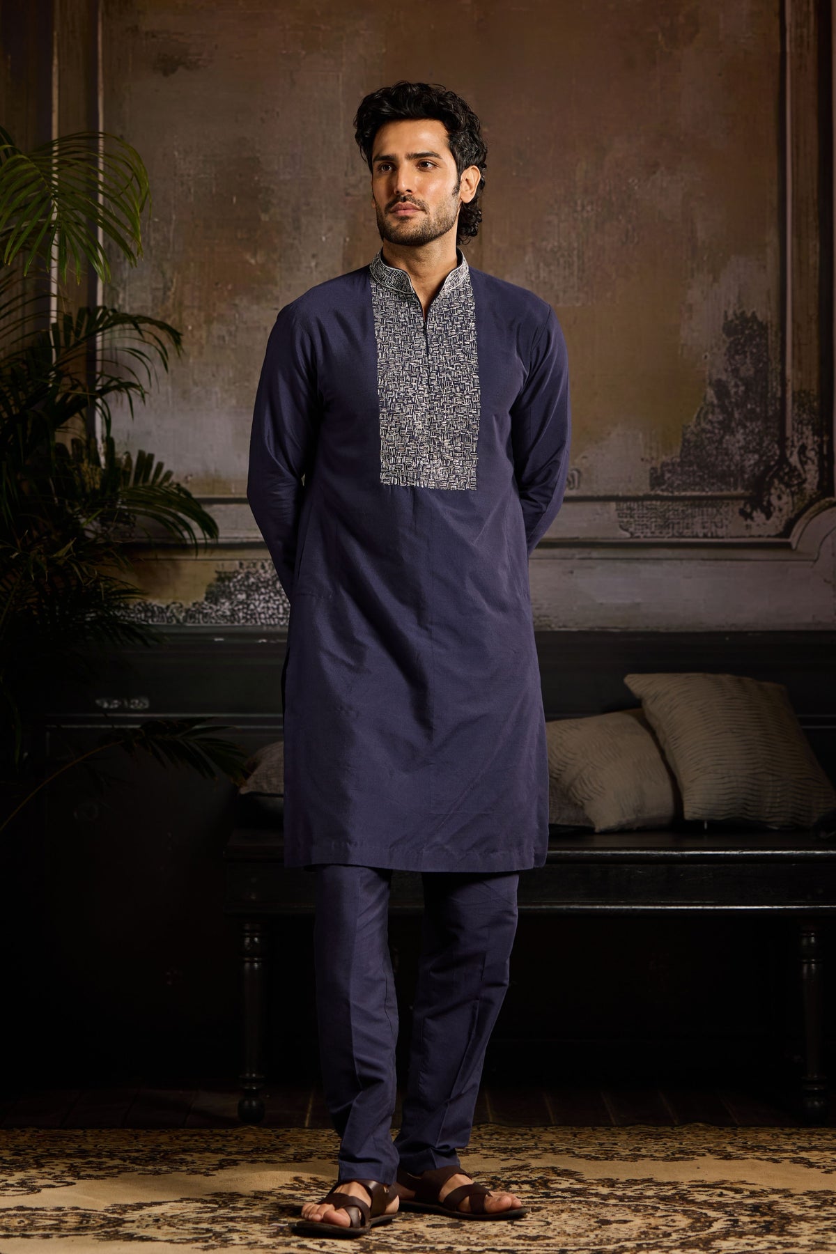 Dark Blue Silver Kurta set