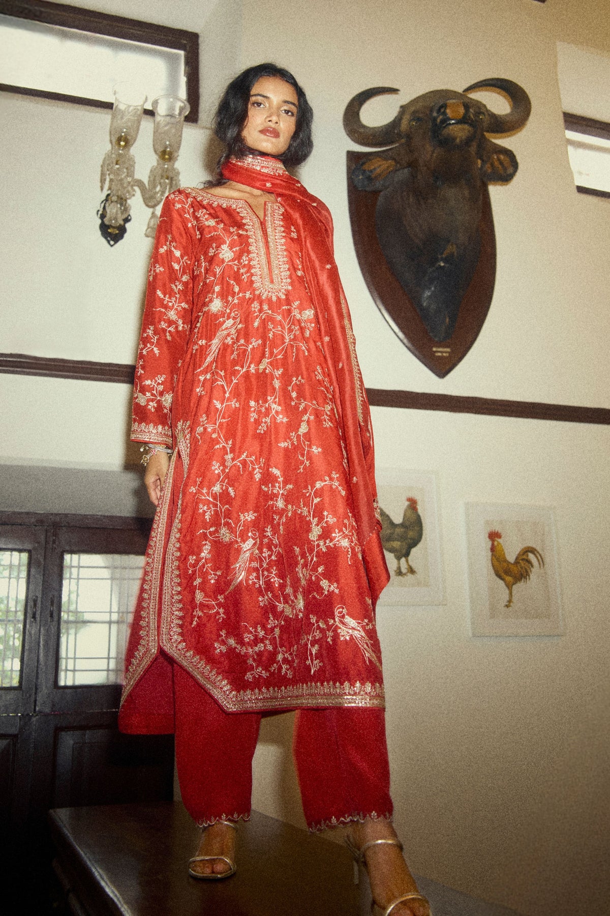 Aari Parrot Straight Cut Kurta Set