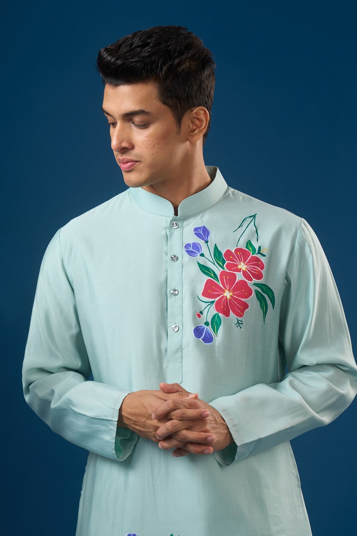 Sky Blue Floral Kurta Set