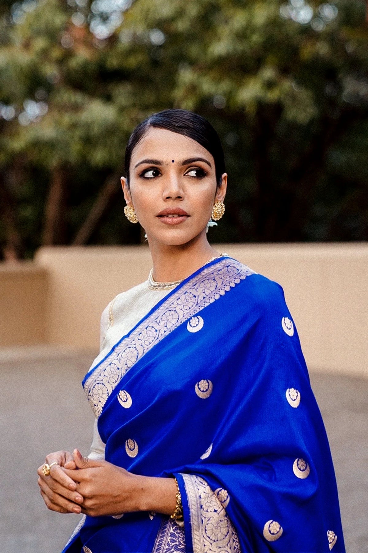 Chand Buta Saree in Electric Blue