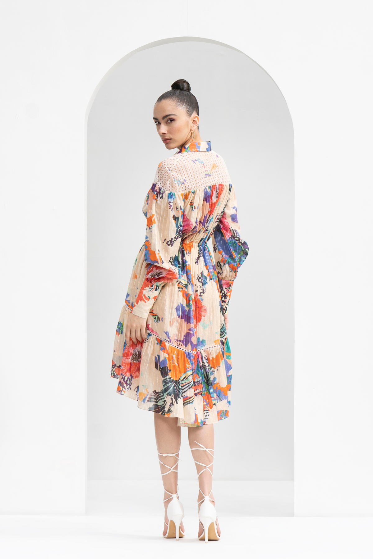 Ivory Garden Printed Short Dress
