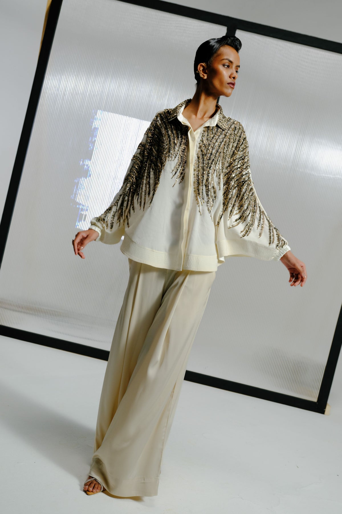 Bugle Beaded Cape Shirt