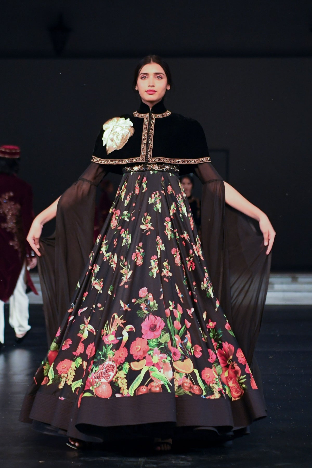 Velvet Cape With Chanderi Anarkali